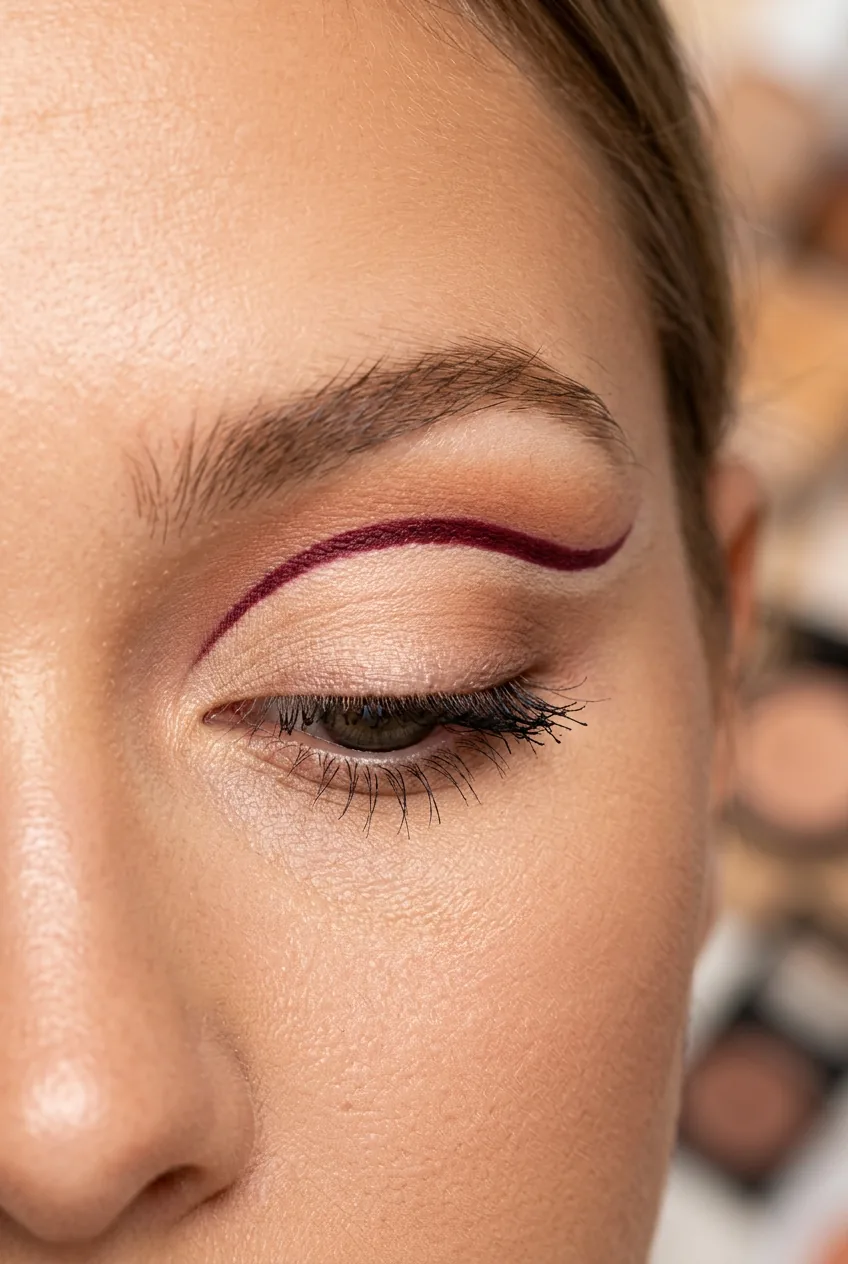 Floating cut crease placement with new line created above natural crease using small brush