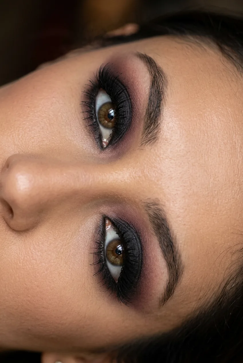 Eyes showing reverse gradient eyeshadow with darkest color at lash line fading upward
