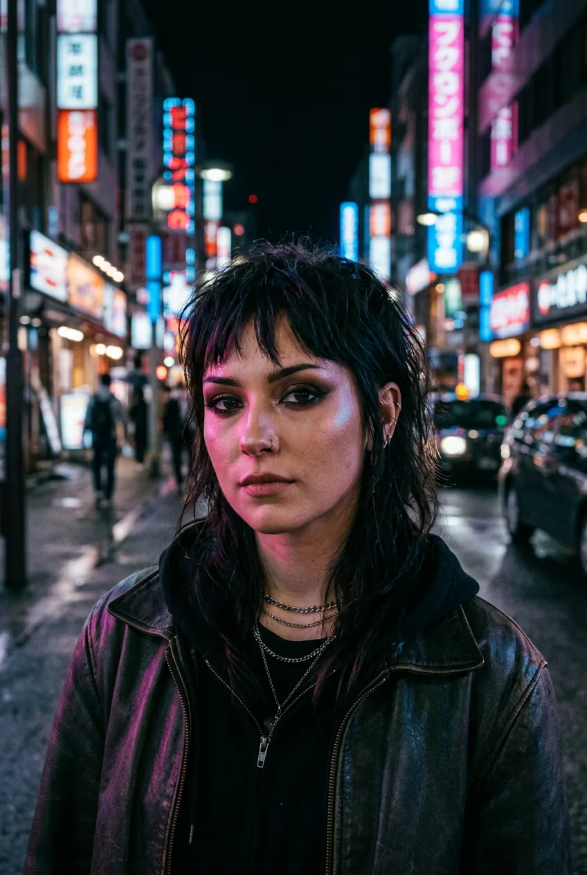 Woman with subtle dark eyeliner and bronzed smoky eyes in professional emo-inspired look