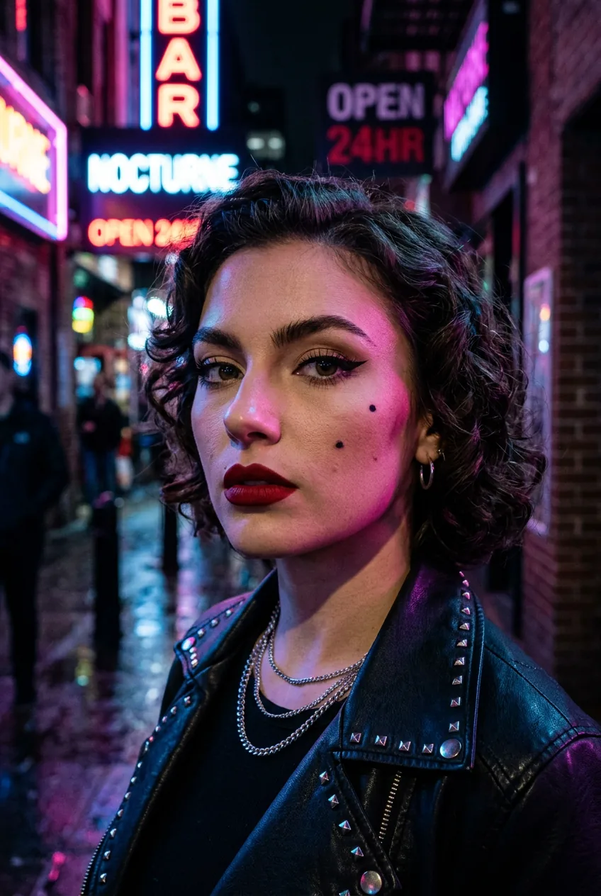 Woman with drawn-on beauty mark on cheekbone showing vintage glamour aesthetic