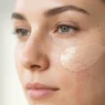 Three makeup products arranged on clean surface showing tinted moisturizer, cream blush and lip balm
