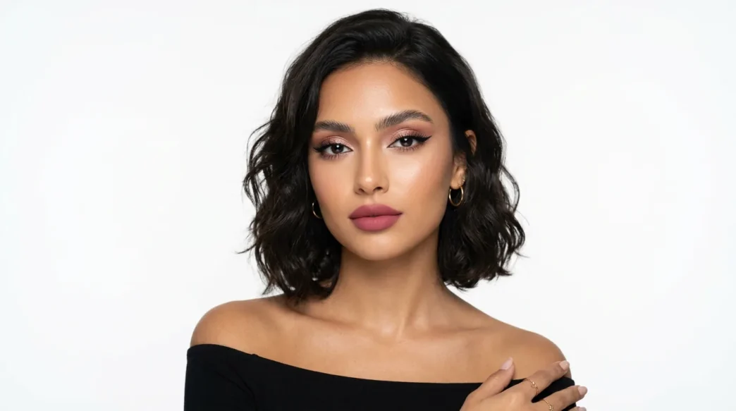 Woman with multiple trending makeup styles showcased in professional beauty portrait