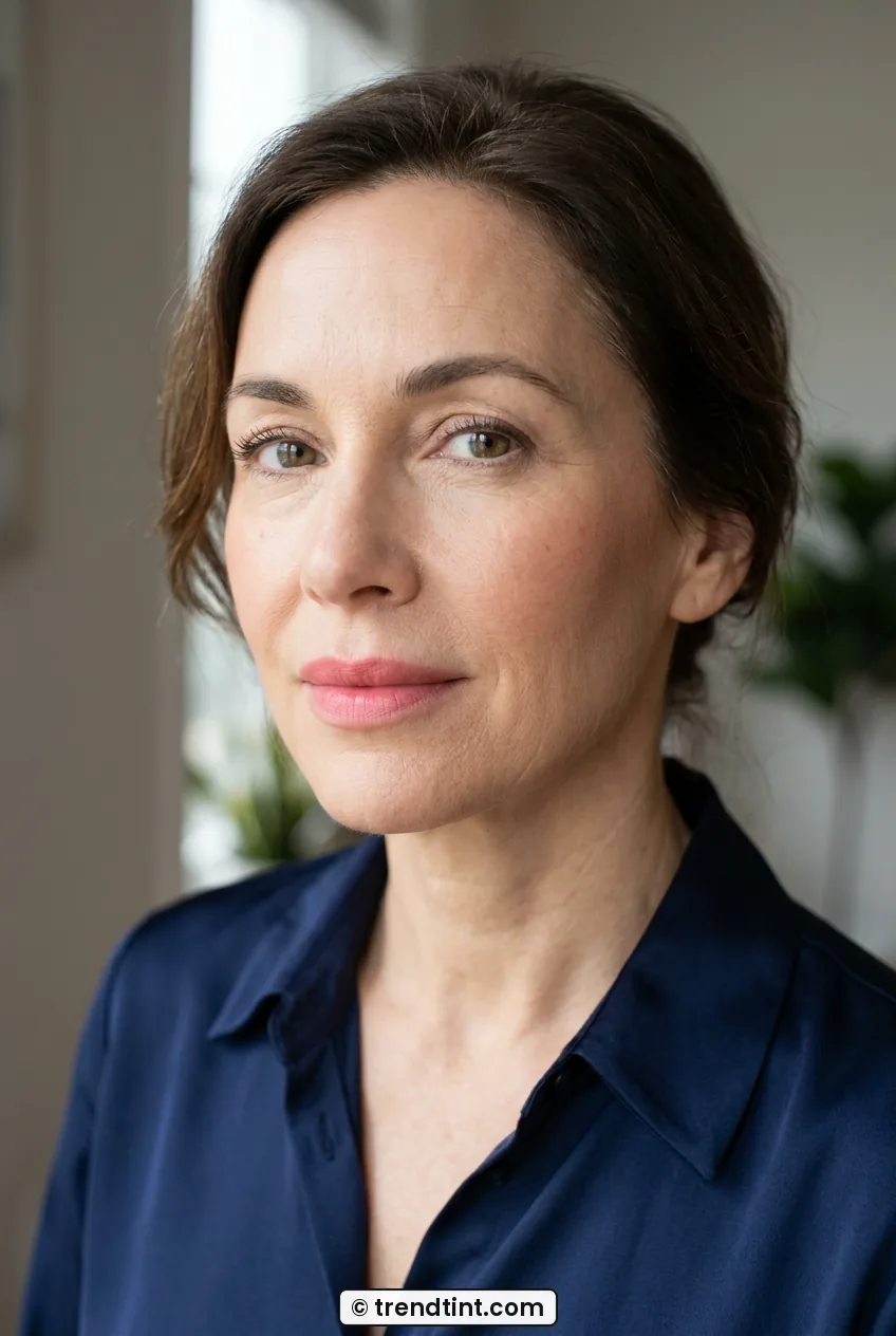 Woman with even lip edge and soft pink gradient centre in window light