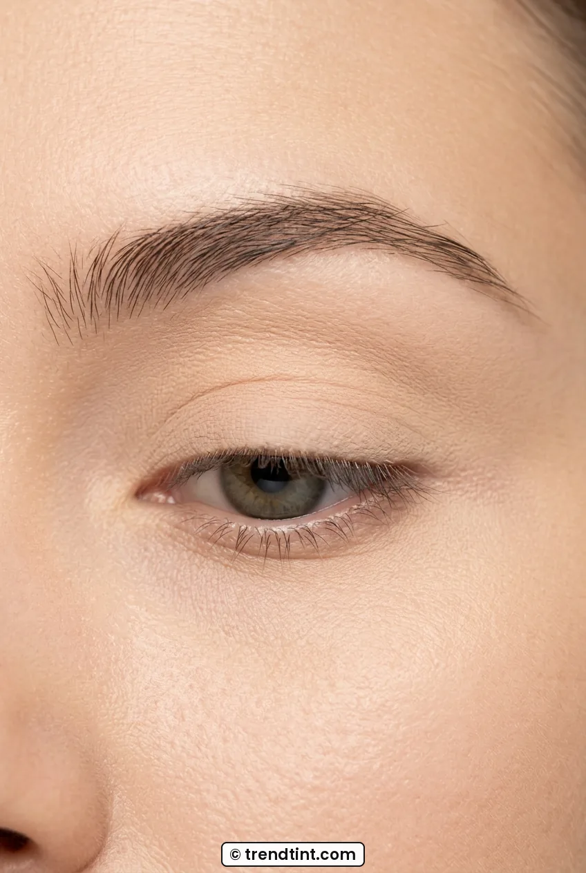 Close-up of woman eye with smooth primed lid and even base in bright light
